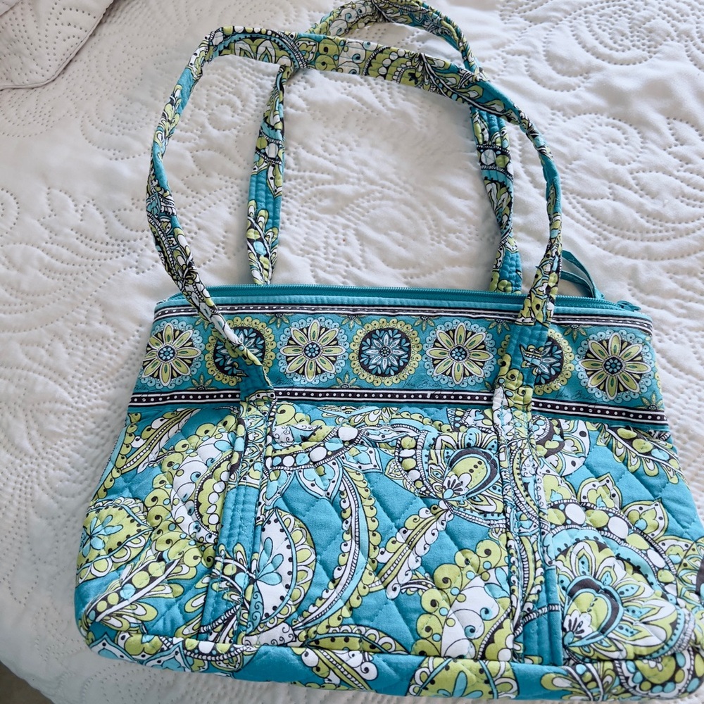 Vera Bradley Blue and Green Patterned Tote Bag